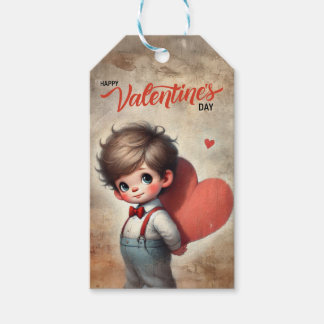 Sweet Valentine Gift Tag - Junge mit Herz Geschenkanhänger