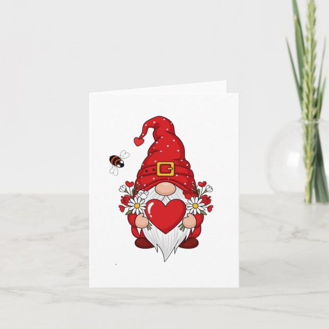 Sweet Valentine Gnome Heart Thank You Card  Dankeskarte (Vorderseite)