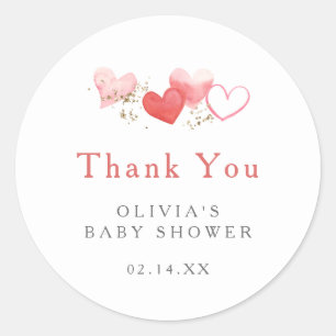 Sweet Valentine Hearts Baby Dusche Vielen Dank Runder Aufkleber