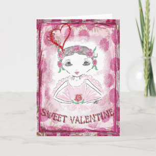 Sweet Valentine Little Ballerina Feiertagskarte