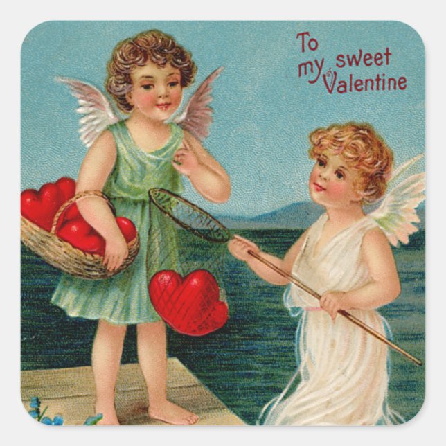 Sweet Valentine Quadratischer Aufkleber (Vorderseite)