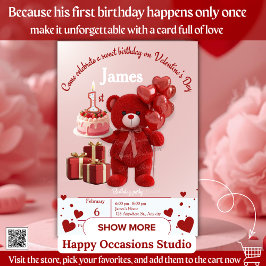Sweet Valentine’s Birthday Invite – 1st Birthday Dankeskarte