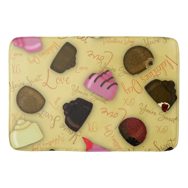 Sweet Valentine - Valentine's Day Candy Pattern Badematte (Vorderseite)