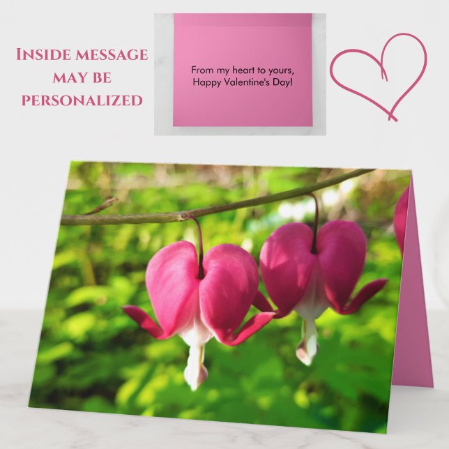 Sweet Valentine's Day Card - Foto blutende Herzen Karte (A romantic bleeding heart flowers Valentine's Day card for you to personalize.)