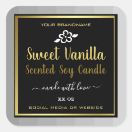 Sweet Vanilla Produktverpackungsmarken Gold Black Quadratischer Aufkleber