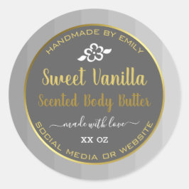 Sweet Vanilla Produktverpackungsmarken Gold Gray Runder Aufkleber