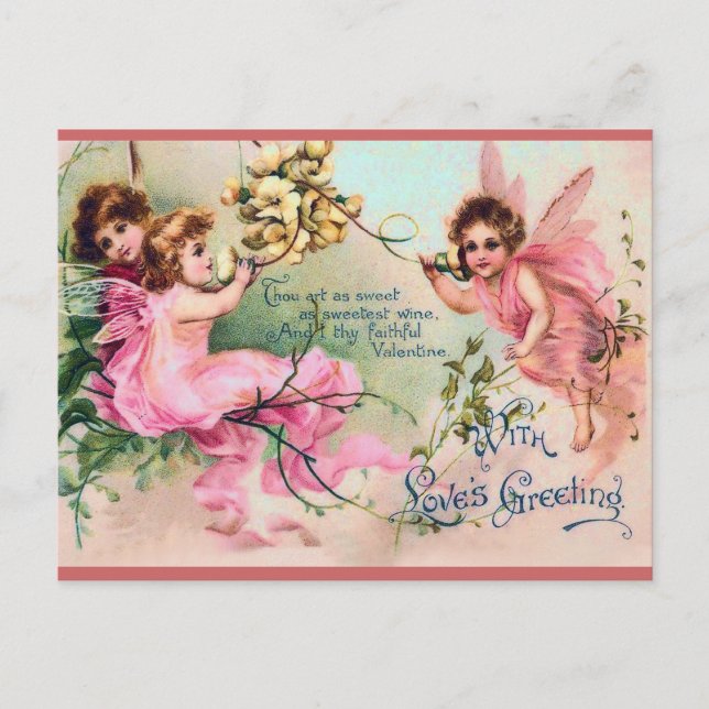 Sweet Viktorianisch Fairy Valentine Postkarte (Vorderseite)