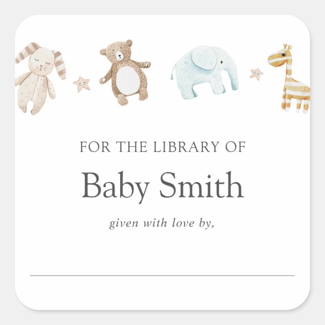 Sweet Vintag Baby Shower Library Square Sticker (Vorderseite)