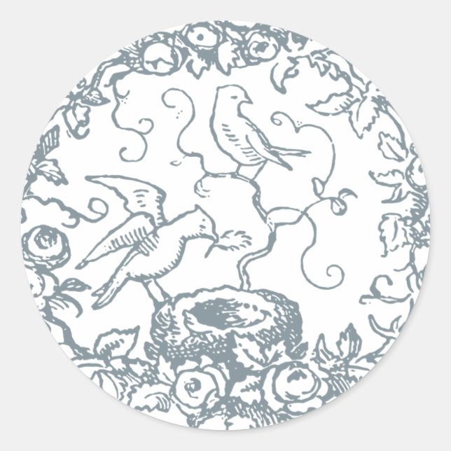 Sweet Vintag Birds Nest Baby Dusche Runder Aufkleber (Vorderseite)