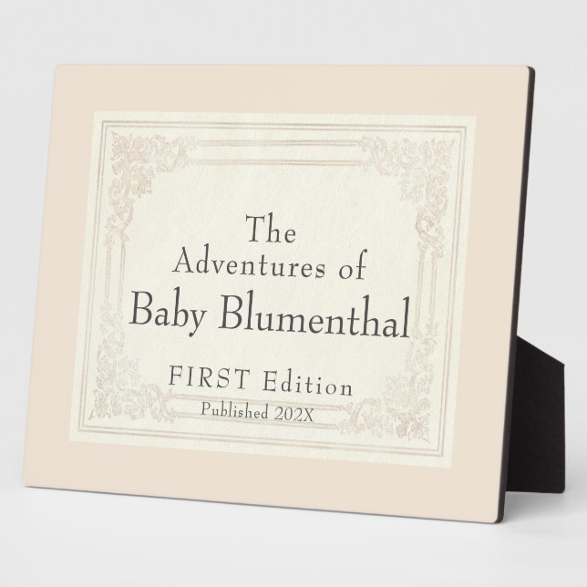 Sweet Vintag Book Titel Personalisiert Baby Sign Fotoplatte (Seite)
