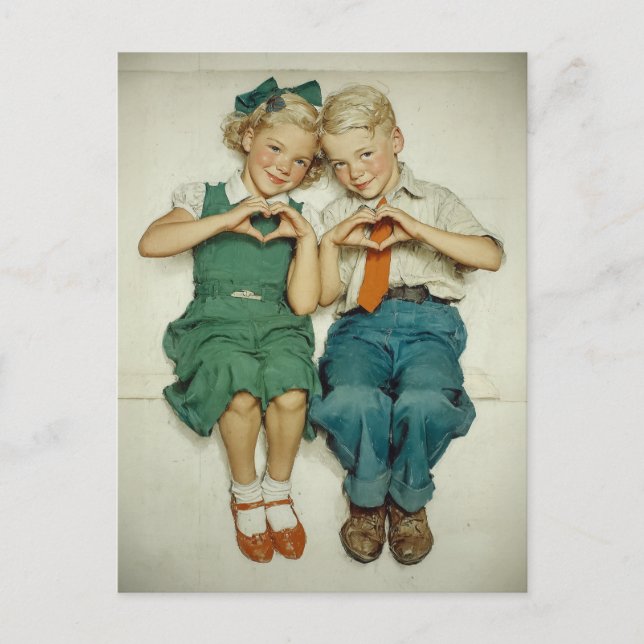 Sweet Vintage Childhood Hearts Postkarte (Vorderseite)