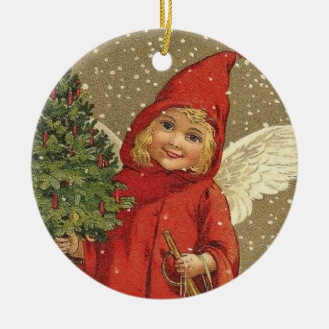 Sweet Vintage Christmas Angel Keramik Ornament (Vorne)