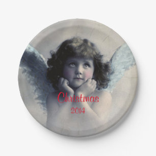 Sweet Vintage Christmas Angel Pappteller