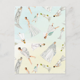 Sweet Vintage Wedding Dress Pattern Postkarte