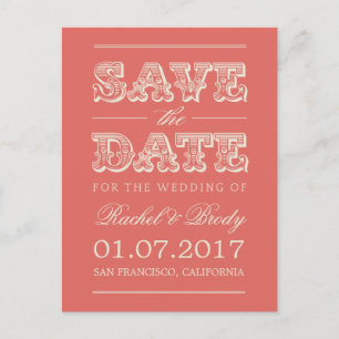 Sweet Vintage Wedding Save the Date - Korallen Ankündigungspostkarte