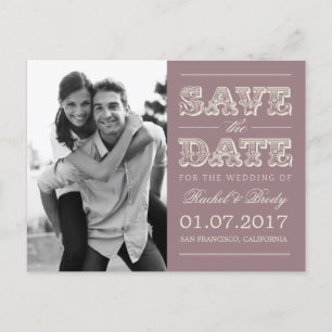Sweet Vintage Wedding Save the Date - Pflaume Ankündigungspostkarte