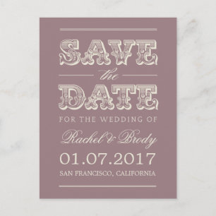 Sweet Vintage Wedding Save the Date - Pflaume Ankündigungspostkarte