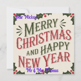 Sweet Vintage Weihnachten & Neues Jahr Weihnachtsk Einladung