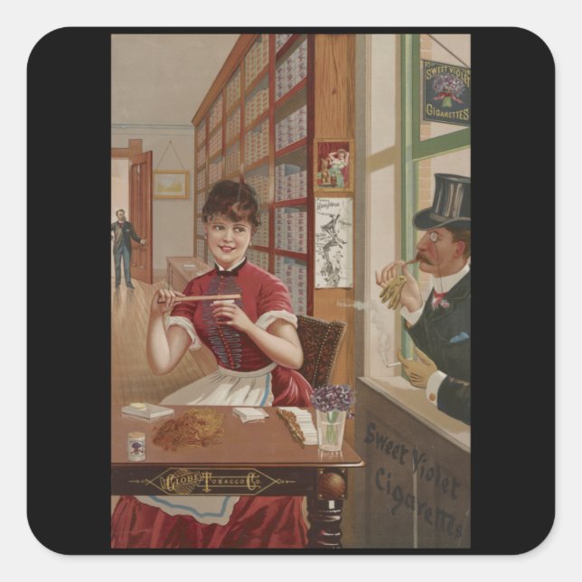 Sweet Violet Ciges - Vintage Zigaretten Quadratischer Aufkleber (Vorderseite)