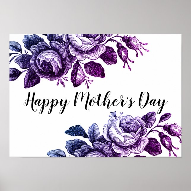 Sweet Violet Floral Muttertag Poster (Vorne)