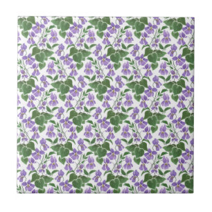 Sweet Violets Mauve auf Weiße Keramik Tile Fliese