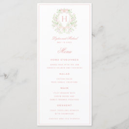Sweet Wappen Monogram 4 Course Wedding Menükarte