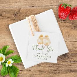 Sweet Watercolor Baby Chicks Script Baby Shower Geschenkanhänger
