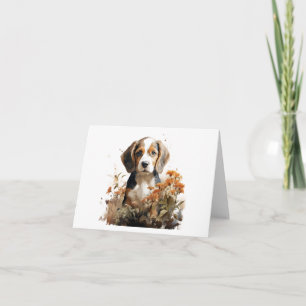 Sweet Watercolor Beagle Puppy Dog BLANK Karte