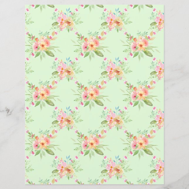 Sweet Watercolor Blume Scrapbook Paper Sheet (Vorderseite)