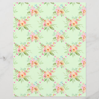 Sweet Watercolor Blume Scrapbook Paper Sheet