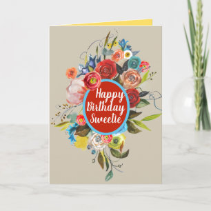 Sweet Watercolor Bouquet Birthday Karte