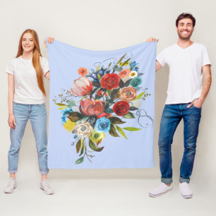 Sweet Watercolor Bouquet Periwinkle individuell an Fleecedecke