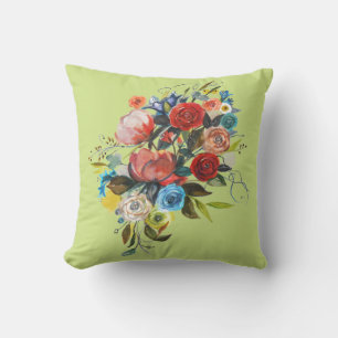 Sweet Watercolor Bouquet Spring Green individuell  Kissen