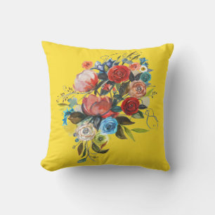 Sweet Watercolor Bouquet Yellow individuell anpass Kissen
