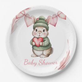 Sweet Watercolor Bunny Baby Shower Pappteller