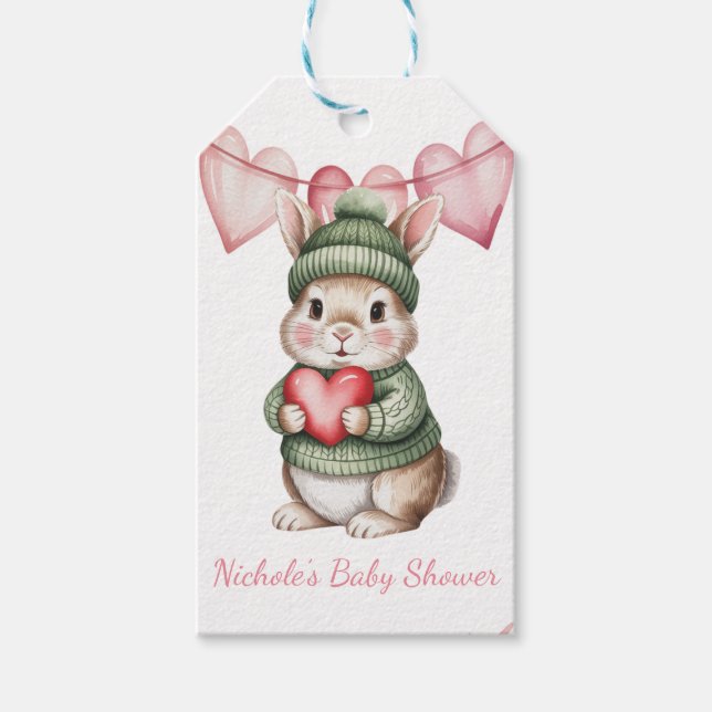 Sweet Watercolor Bunny Baby Shower Thank You Geschenkanhänger (Vorderseite)