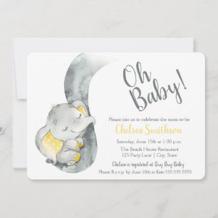 Sweet Watercolor Elephant Baby Shower Einladung