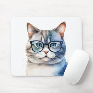 Sweet Watercolor Gray Cat Mousepad