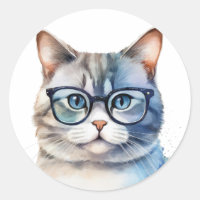 Sweet Watercolor Gray Cat