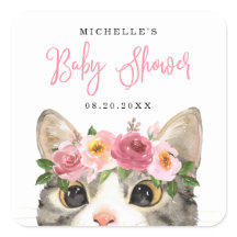 Sweet Watercolor Kitty Girl Babydusche