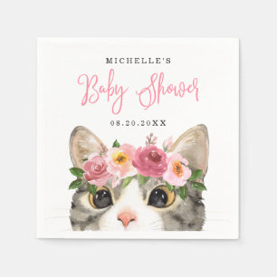 Sweet Watercolor Kitty Girl Babydusche Serviette