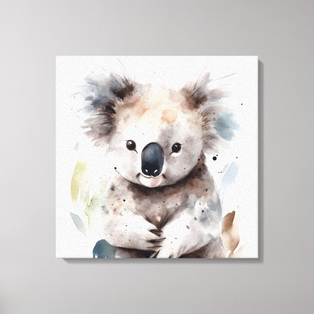 Sweet Watercolor Koala Leinwand Kunst, Dichtung un (Vorderseite)