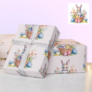 Sweet Watercolor Oster Bunny Basket Egg Geschenk Geschenkpapier
