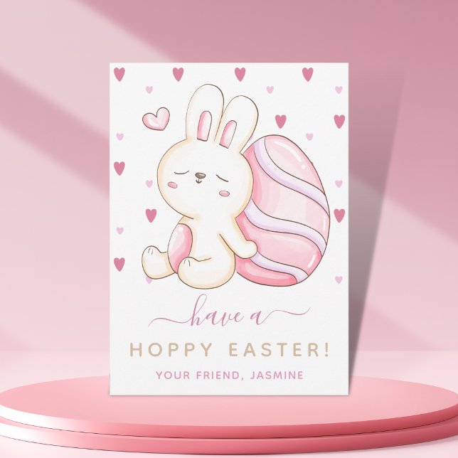 Sweet Watercolor Oster Bunny Pink Egg Kinder Freun Feiertagskarte (Von Creator hochgeladen)