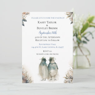 Sweet Watercolor Pinguine Einzigartige Hochzeit Einladung