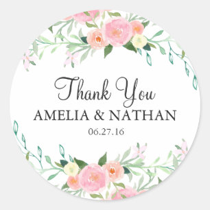Sweet Watercolor Pink Peach Wedcker Runder Aufkleber
