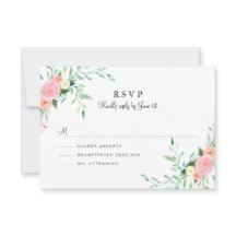 Sweet Watercolor Pink Peach Wedding RSVP