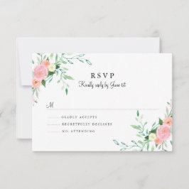 Sweet Watercolor Pink Peach Wedding RSVP Karte