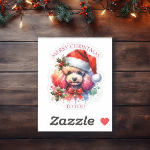Sweet Watercolor Poodle und Weihnachtsgrüße Aufkleber