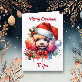 Sweet Watercolor Poodle und Weihnachtsgrüße Karte